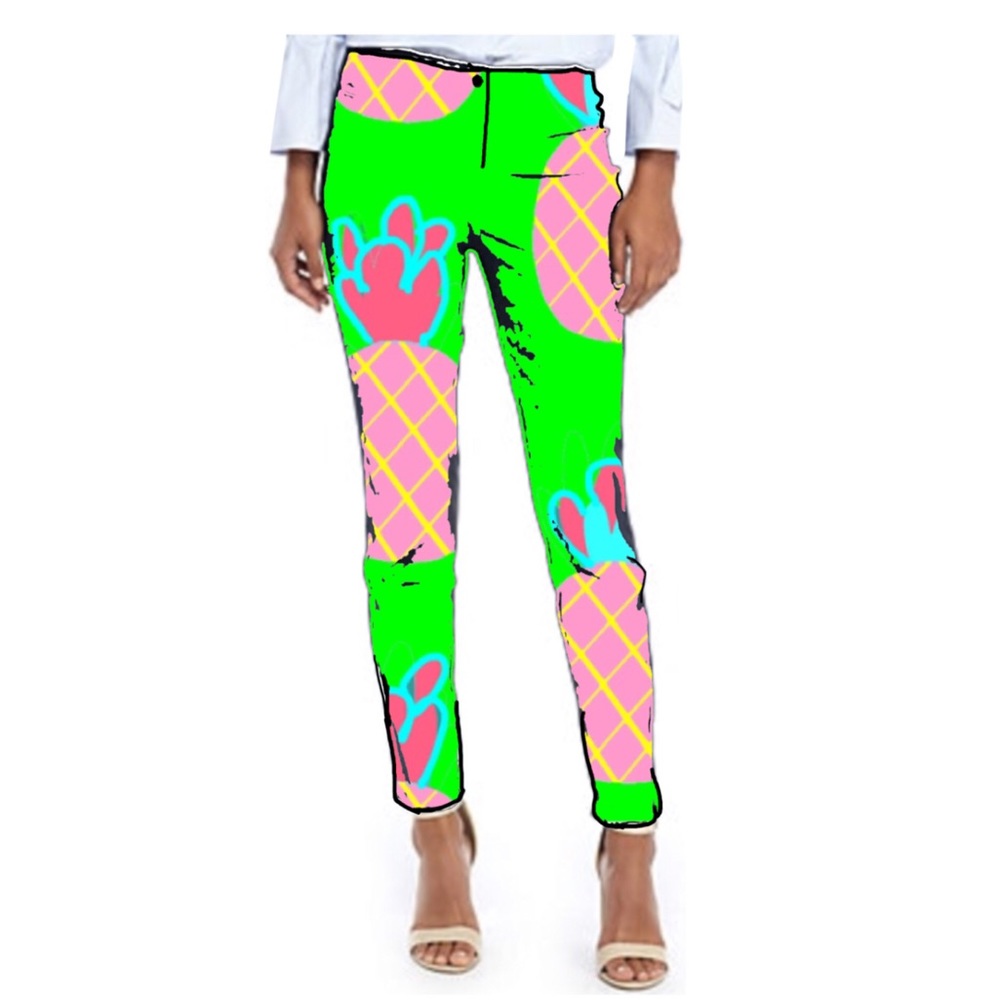 Skinny Stretch Slim Cut Pant ZIP Pocket Art